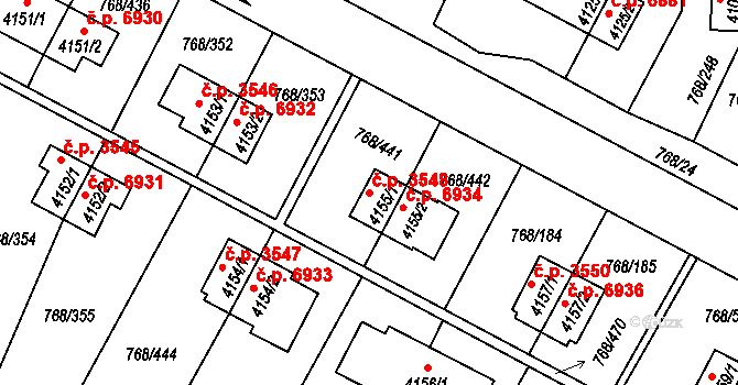 Zlín 3548 na parcele st. 4155/1 v KÚ Zlín, Katastrální mapa