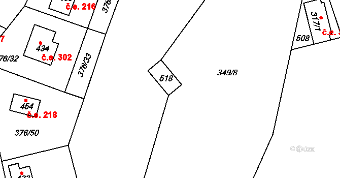 Seč 43727328 na parcele st. 316 v KÚ Hoješín, Katastrální mapa