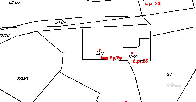 Přibyslav 44537328 na parcele st. 12/1 v KÚ Česká Jablonná, Katastrální mapa