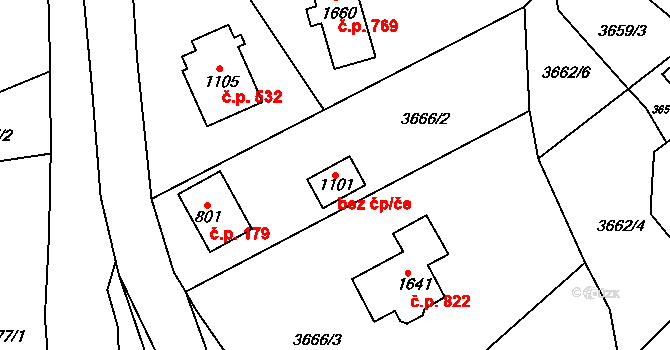 Halenkov 45631328 na parcele st. 1101 v KÚ Halenkov, Katastrální mapa