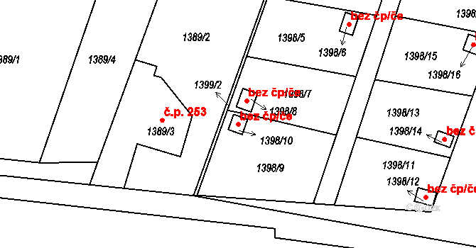 Třinec 46464328 na parcele st. 1398/10 v KÚ Lyžbice, Katastrální mapa