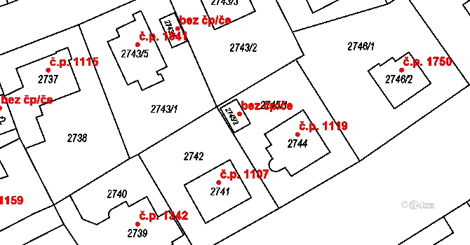 Praha 46759328 na parcele st. 2745/2 v KÚ Modřany, Katastrální mapa