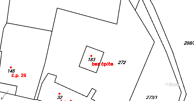 Broumov 46800328 na parcele st. 183 v KÚ Broumov u Zadního Chodova, Katastrální mapa