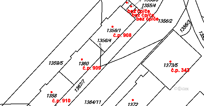Praha 46846328 na parcele st. 1356/4 v KÚ Vršovice, Katastrální mapa