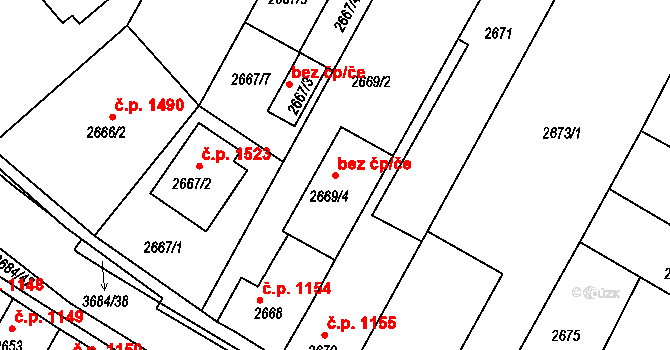 České Budějovice 46910328 na parcele st. 2669/4 v KÚ České Budějovice 5, Katastrální mapa