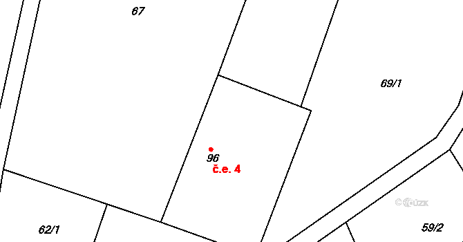Čímice 4 na parcele st. 96 v KÚ Čímice u Sušice, Katastrální mapa