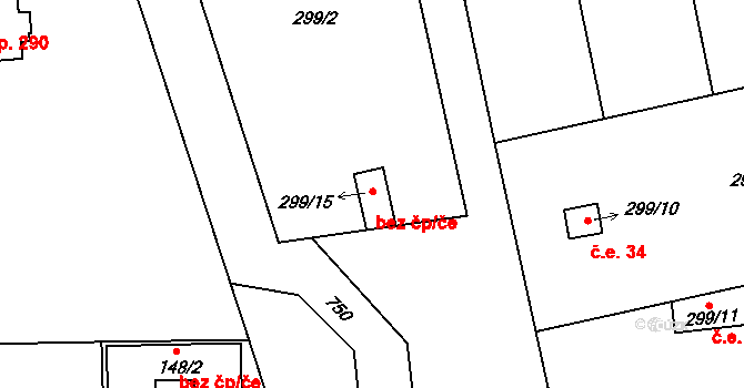 Josefov 32, Jaroměř na parcele st. 299/15 v KÚ Josefov u Jaroměře, Katastrální mapa