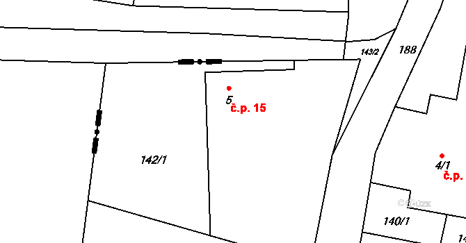 Sedlíšťka 15, Radhošť na parcele st. 5 v KÚ Sedlíšťka, Katastrální mapa