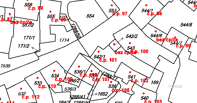 Plešivec 101, Český Krumlov na parcele st. 542/1 v KÚ Český Krumlov, Katastrální mapa