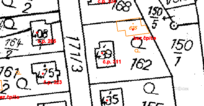 Havlíčkova Borová 311 na parcele st. 439 v KÚ Havlíčkova Borová, Katastrální mapa