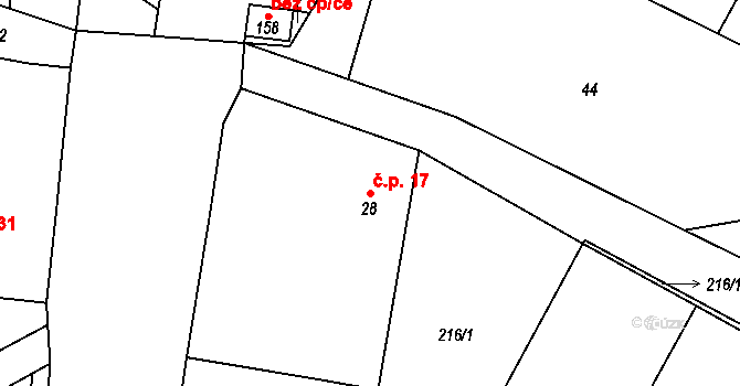 Dobkov 17, Chotěboř na parcele st. 28 v KÚ Dobkov, Katastrální mapa