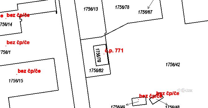 České Budějovice 4 771, České Budějovice na parcele st. 1756/79 v KÚ České Budějovice 4, Katastrální mapa