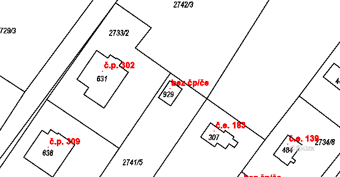 Ondřejov 104126329 na parcele st. 929 v KÚ Ondřejov u Prahy, Katastrální mapa