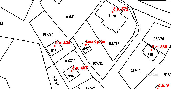 Hroznětín 104711329 na parcele st. 647 v KÚ Hroznětín, Katastrální mapa