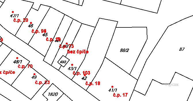 Bohutice 18 na parcele st. 42 v KÚ Bohutice, Katastrální mapa