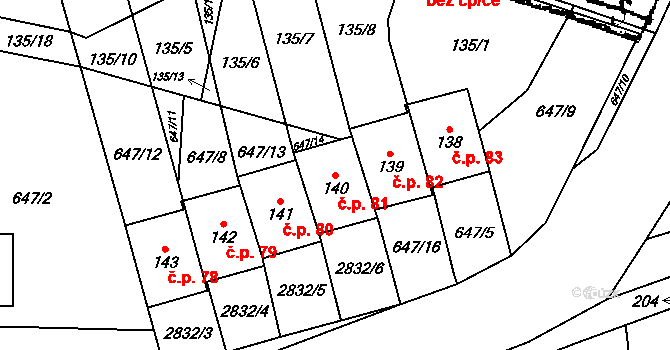 Korolupy 81 na parcele st. 140 v KÚ Korolupy, Katastrální mapa