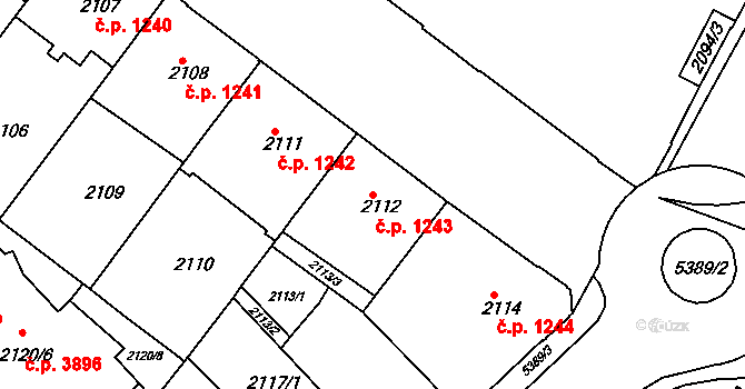 Znojmo 1243 na parcele st. 2112 v KÚ Znojmo-město, Katastrální mapa