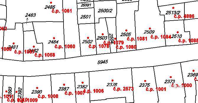 Jihlava 1079 na parcele st. 2503 v KÚ Jihlava, Katastrální mapa