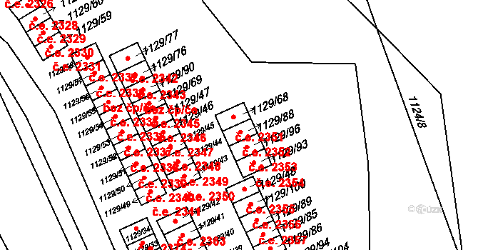Jihlava 2352 na parcele st. 1129/88 v KÚ Jihlava, Katastrální mapa