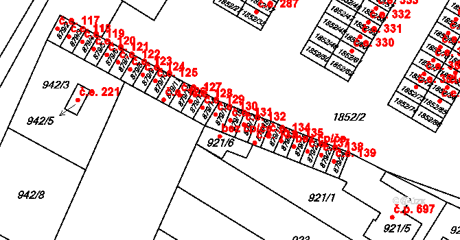 Hrušovany u Brna 131 na parcele st. 879/16 v KÚ Hrušovany u Brna, Katastrální mapa