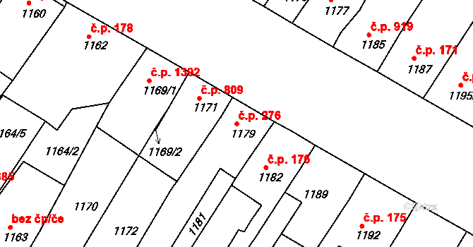 Ratíškovice 276 na parcele st. 1179 v KÚ Ratíškovice, Katastrální mapa