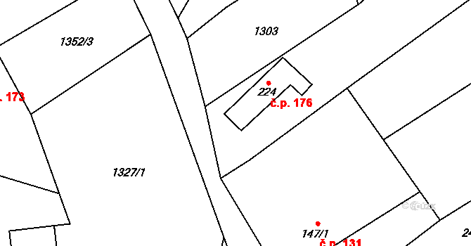 Vřesovice 176 na parcele st. 224 v KÚ Vřesovice, Katastrální mapa