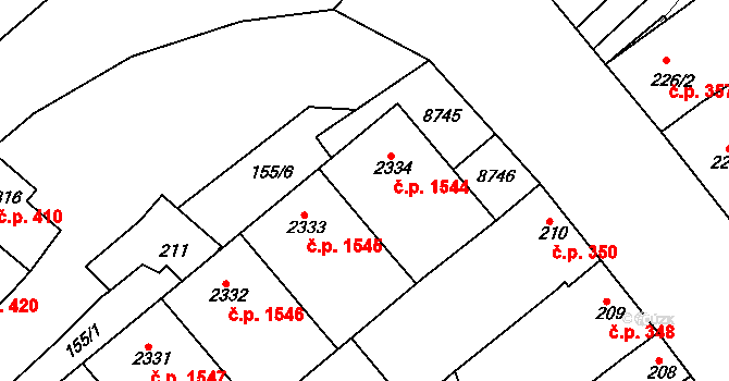 Veselí nad Moravou 1544 na parcele st. 2334 v KÚ Veselí-Předměstí, Katastrální mapa