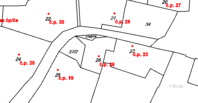 Olbramovice Ves 29, Olbramovice na parcele st. 26 v KÚ Olbramovice u Votic, Katastrální mapa