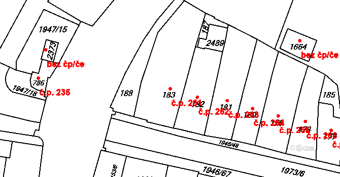 Třebechovice pod Orebem 261 na parcele st. 183 v KÚ Třebechovice pod Orebem, Katastrální mapa