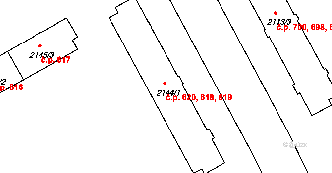 Bechyně 618,619,620 na parcele st. 2144/1 v KÚ Bechyně, Katastrální mapa
