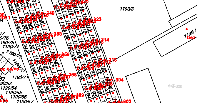 Bechyně 313 na parcele st. 1193/103 v KÚ Bechyně, Katastrální mapa