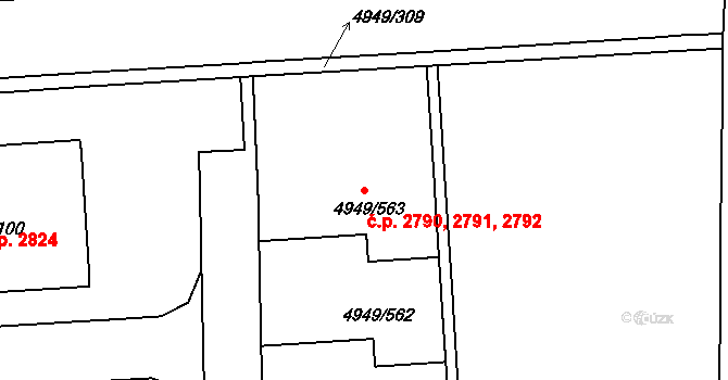 Severní Terasa 2790,2791,2792, Ústí nad Labem na parcele st. 4949/563 v KÚ Ústí nad Labem, Katastrální mapa