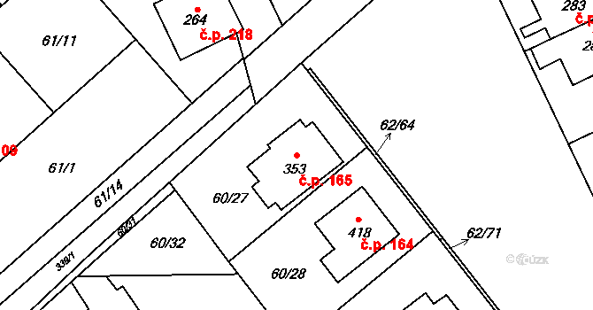 Kluk 165, Poděbrady na parcele st. 353 v KÚ Kluk, Katastrální mapa
