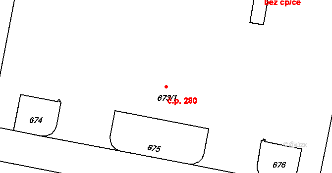 Pudlov 280, Bohumín na parcele st. 673/1 v KÚ Pudlov, Katastrální mapa