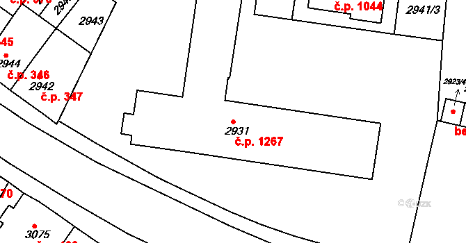 Sokolov 1267 na parcele st. 2931 v KÚ Sokolov, Katastrální mapa