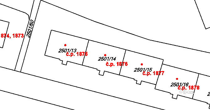 Sokolov 1876 na parcele st. 2501/14 v KÚ Sokolov, Katastrální mapa