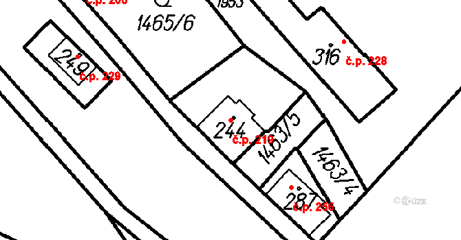 Oloví 219 na parcele st. 244 v KÚ Oloví, Katastrální mapa
