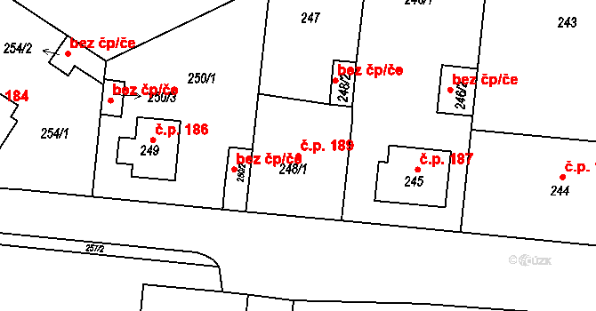 Pražské Předměstí 189, Bílina na parcele st. 248/1 v KÚ Bílina, Katastrální mapa