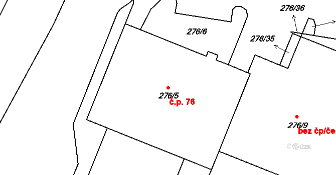 Košíkov 76, Velká Bíteš na parcele st. 276/5 v KÚ Košíkov, Katastrální mapa