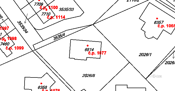 Chrudim II 1077, Chrudim na parcele st. 6814 v KÚ Chrudim, Katastrální mapa
