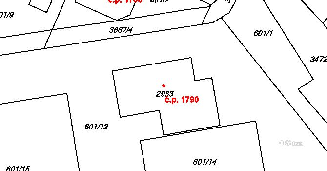 Lysá nad Labem 1790 na parcele st. 2933 v KÚ Lysá nad Labem, Katastrální mapa