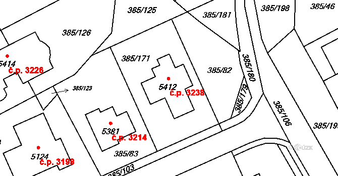 Břeclav 3238 na parcele st. 5412 v KÚ Břeclav, Katastrální mapa