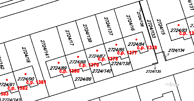 Kylešovice 1378, Opava na parcele st. 2724/87 v KÚ Kylešovice, Katastrální mapa