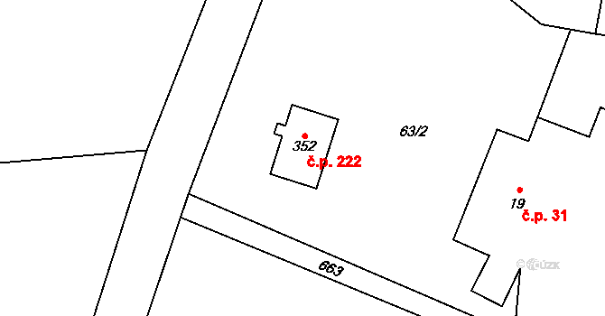 Robousy 222, Jičín na parcele st. 352 v KÚ Robousy, Katastrální mapa