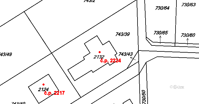 Nový Jičín 2224 na parcele st. 2132 v KÚ Nový Jičín-Horní Předměstí, Katastrální mapa
