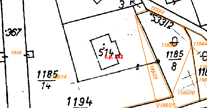 Jeřmanice 342 na parcele st. 514 v KÚ Jeřmanice, Katastrální mapa