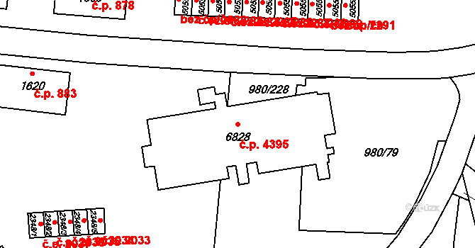 Zlín 4395 na parcele st. 6828 v KÚ Zlín, Katastrální mapa