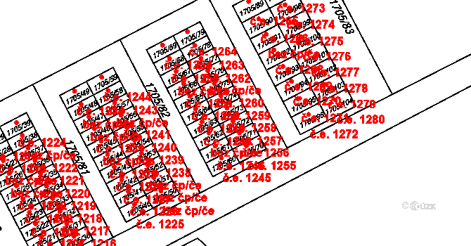 Kopřivnice 1257 na parcele st. 1705/72 v KÚ Kopřivnice, Katastrální mapa