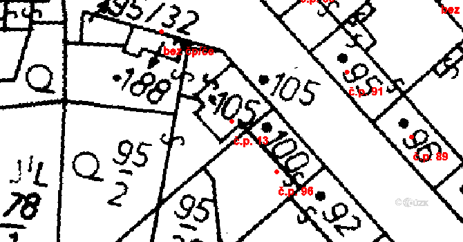 Heřmaň 13 na parcele st. 105 v KÚ Heřmaň, Katastrální mapa