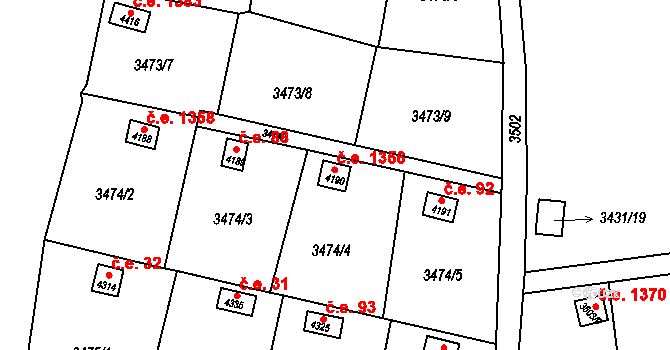 Kuřim 1356 na parcele st. 4190 v KÚ Kuřim, Katastrální mapa
